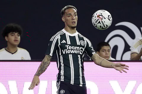 Manchester United forward Antony plays against Real Madrid during their Champions Tour friendly match on July 26, 2023, in Houston. (Photo | AP)