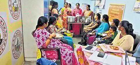 The lunch comprises rice, dal, and boiled eggs. (Photo | Express)