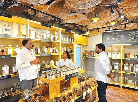 Namburi Swathi started farming at Inovole. However, she couldn’t match the market demand and subsequently became a franchise owner of Adrish Zerowaste. (Photo | Express)