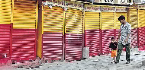Shops across Bengaluru were shut due to the bandh called by several Kannada outfits on Friday. (Photo | Shashidhar Byrappa)