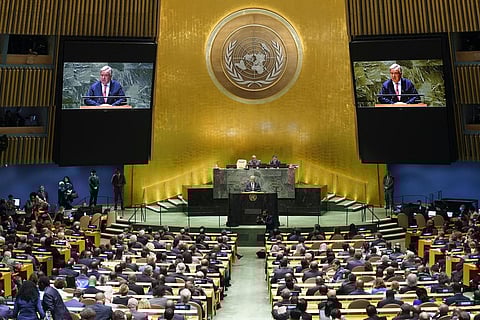 FILE - UN Secretary-General Antonio Guterres addresses the 78th session of the United Nations General Assembly, Sept. 19, 2023. (Photo | AP)