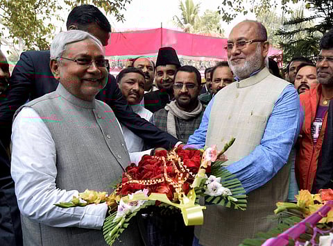 RJD leader Abdul Bari Siddiqui with Bihar CM Nitish Kumar. (Photo | PTI)