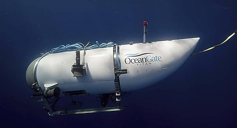 This photo provided by OceanGate Expeditions shows a submersible vessel named Titan used to visit the wreckage site of the Titanic. (Photo | AP)