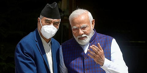 PM Narendra Modi with Nepal PM Sher Bahadur Deuba (Representational image | PTI)