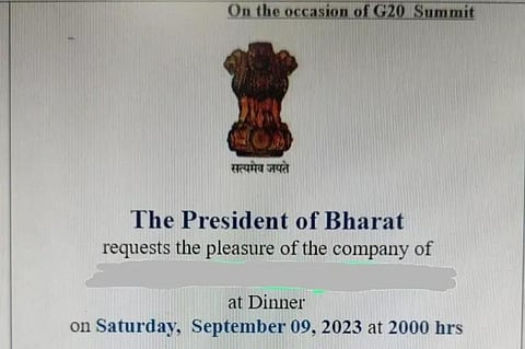 The screen grab of the dinner invite sent by the Indian president to the G20 delegates.