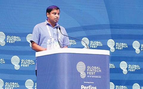 E&IT Minister Tusharkanti Behera speaking at the Global Fintech Fest in Mumbai