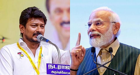 FILE - A collage of DMK leader Udhayanidhi Stalin and PM Narendra Modi, used for representational purposes only.