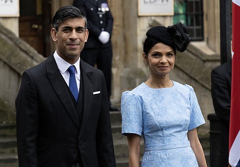 FILE - British Prime Minister Rishi Sunak with his wife Akshata Murthy. (Photo | AFP)