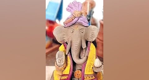Clay Ganesha idol. (Photo | Express)