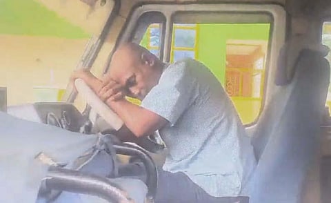 A private school van driver, who was allegedly drunk, was booked by the Vadavalli police in Coimbatore today after he allegedly dozed off at the wheel while carrying children to school | Express