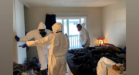 Investigators collect evidence from the home of Evan Frostick and Madison Bernard, the parents of a 15-month-old toddler found unresponsive in a bedroom in Santa Rosa. (Photo | AP)