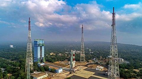 ISRO's PSLV-C58 carrying X-ray Polarimeter Satellite (XPoSat) being moved to the launch pad ahead of its launch, at the Satish Dhawan Space Station, in Sriharikota. | ISRO