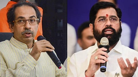 Shiv Sena (UBT) chief Uddhav Thackeray (L) and Maharashtra Chief Minister Eknath Shinde.