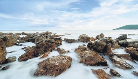 Ocean froth at the Yarada Beach