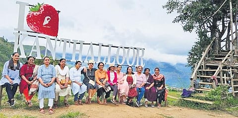 Participants of a women-only trip organised by the Responsible Tourism Mission to Kanthalloor in Idukki