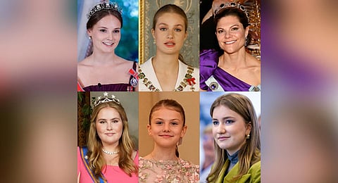 (From top left to bottom right) Princesses Ingrid Alexandra, Leonor, Victoria, Catharina-Amalia, Estelle, and Elisabeth. | AFP
