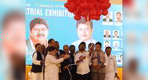 Chief Minister Revanth Reddy takes part in the inauguration of Numaish at Nampally on Monday.(Photo | Sri Loganathan Velmurugan)