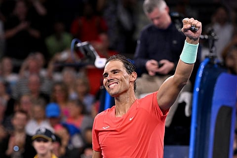 Rafael Nadal celebrates after his victory (Photo | AFP)