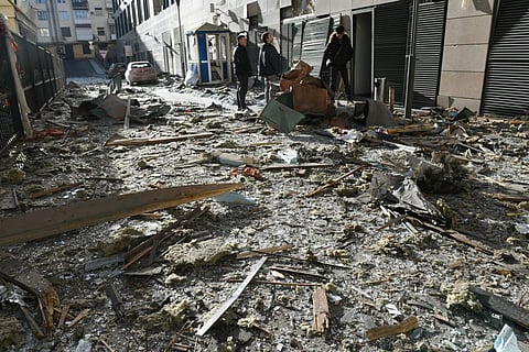 Aftermath of an overnight shelling in Donetsk, Russian-controlled Ukraine, amid the Russia-Ukraine conflict on January 1, 2024. (Photo | AFP)