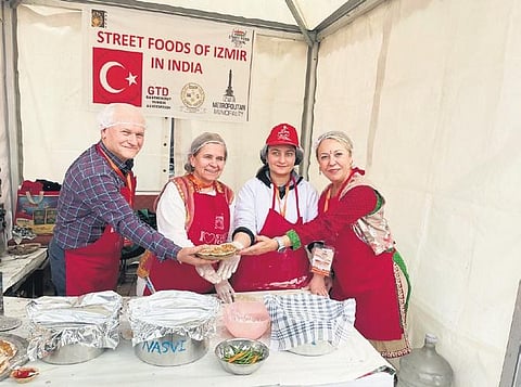 Kamuran Elbeyoglu (right) at her stall