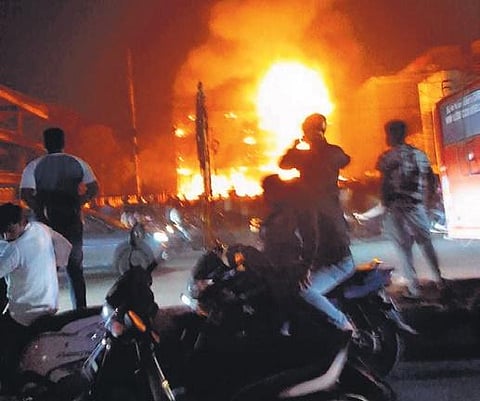 Fire at the CMR shopping centre in Uppal.