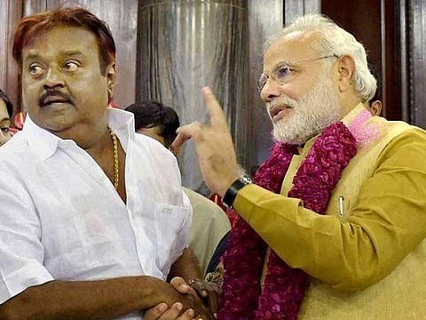DMDK chief Vijayakanth and Prime Minister Narendra Modi (File Photo)