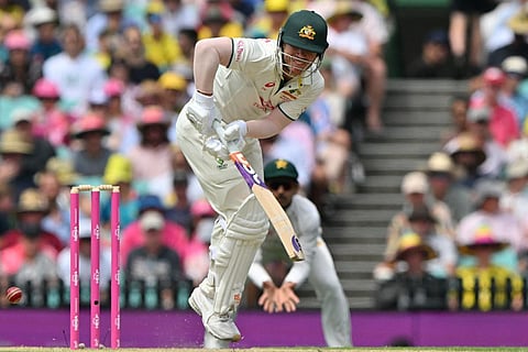 Australia's David Warner plays a shot during the second day of the third cricket Test match between Australia and Pakistan at the Sydney Cricket Ground in Sydney on January 4, 2024. (Photo | AFP)