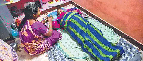 A relative visits Desarani after she was discharged from Aakash Hospital in Chennai on Friday | P Ravikumar