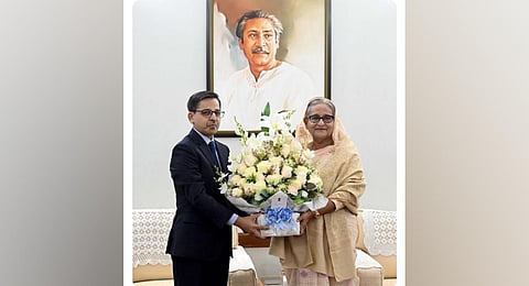 Indian High Commissoner Pranay Verma with Sheikh Hasina.