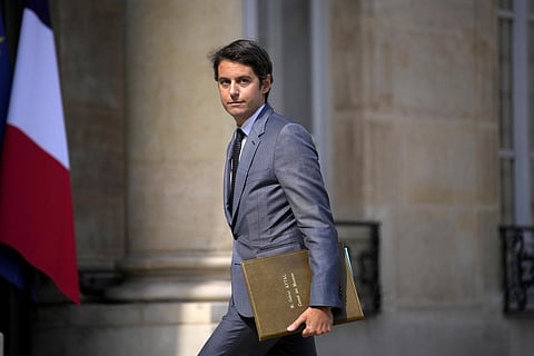 Gabriel Attal arrives to attend the weekly cabinet meeting after a cabinet reshuffle, Friday, July 21, 2023, at the Elysee Palace in Paris. (File Photo | AFP)