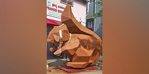 The 15-ft tall squirrel sculpture 