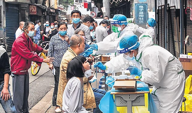 Covid-19 tests being conducted in Wuhan, China