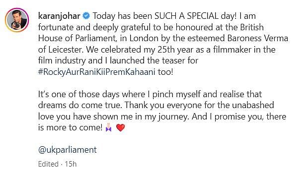 Karan Johar @ Instagram