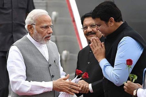 PM Narendra Modi with Maharashtra CM Devendra Fadnavis (File Photo | PTI)