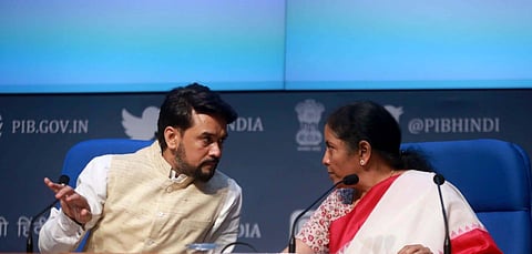 Union Finance minister Nirmala Sitharaman addresses a press conference in New Delhi on Friday. (Photo | Shekhar Yadav, EPS)