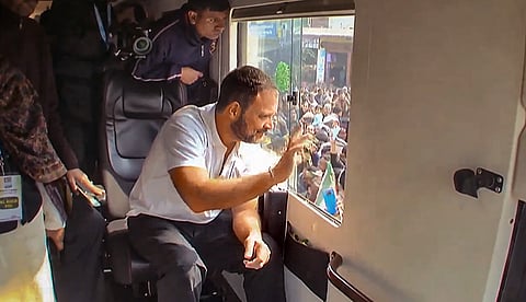 Congress leader Rahul Gandhi during the 'Bharat Jodo Nyay Yatra', in Uttar Dinajpur district