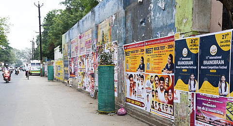 Posters pasted on the compound wall of Mahatma Gandhi Memorial Government Hospital in Tiruchy. Image used for representational purposes only.