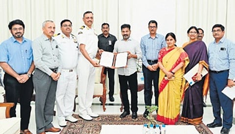 Navy officials call on Chief Minister A Revanth Reddy on Wednesday