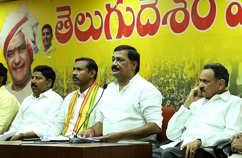 TDP leader Ganta Srinivasa Rao speaking to media in Visakhapatnam on Wednesday.
