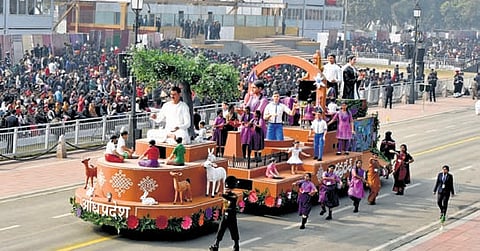 The model of AP tableau with the theme ‘Transforming School Education’ to be displayed at the Republic Day Parade in New Delhi on January 26 I Express