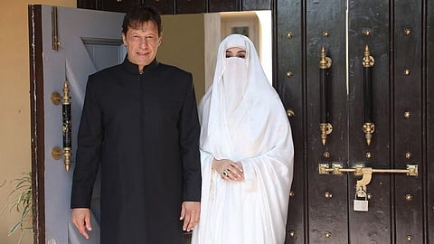 Former Pakistan prime minister Imran Khan and his wife Bushra Bibi