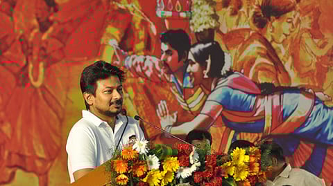 Udhayanidhi Stalin at an event (Tourism and Industrial Fair) in Chennai on Jan, 2024.