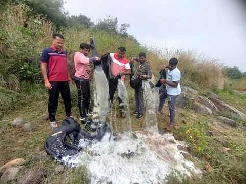 Vellore prohibition enforcement wing conducted a raid and seized 210 litres of F wash at the vellore on Sunday.