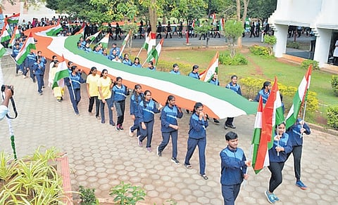 Students' rally as part of 75th Republic Day celebrations.