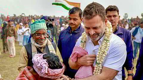 Congress leader Rahul Gandhi during the 'Bharat Jodo Nyaya Yatra', in Araria, Bihar.