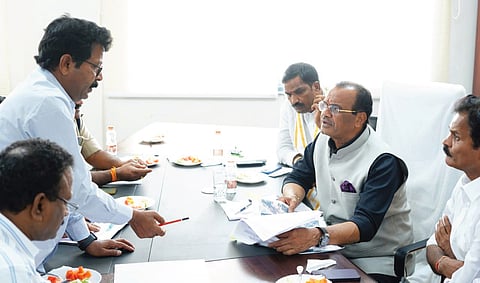 Komati Reddy Venkat Reddy, R&B minster conducted a review with the district officials on the development works in Yadadri Bhuvanagiri District.