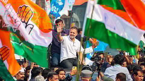 Congress leader Rahul Gandhi waves at supporters during the Bharat Jodo Nyay Yatra, in Kishanganj, Monday, Jan. 29, 2024.