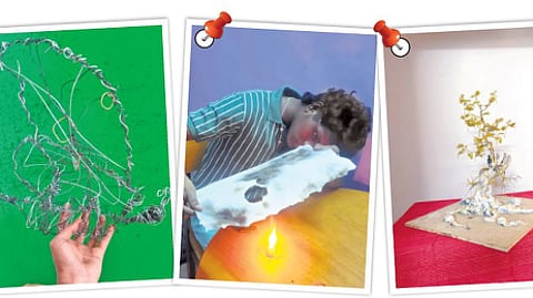 Some of the works that will be part of the exhibition in the context of people’s struggle to protect the Ennore wetlands.