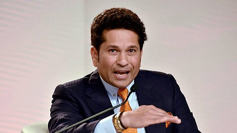 Indian cricket legend Sachin Tendulkar speaks at an event in New Delhi.