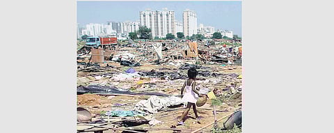 The low-income neighbourhood at the BR camp in Delhi.